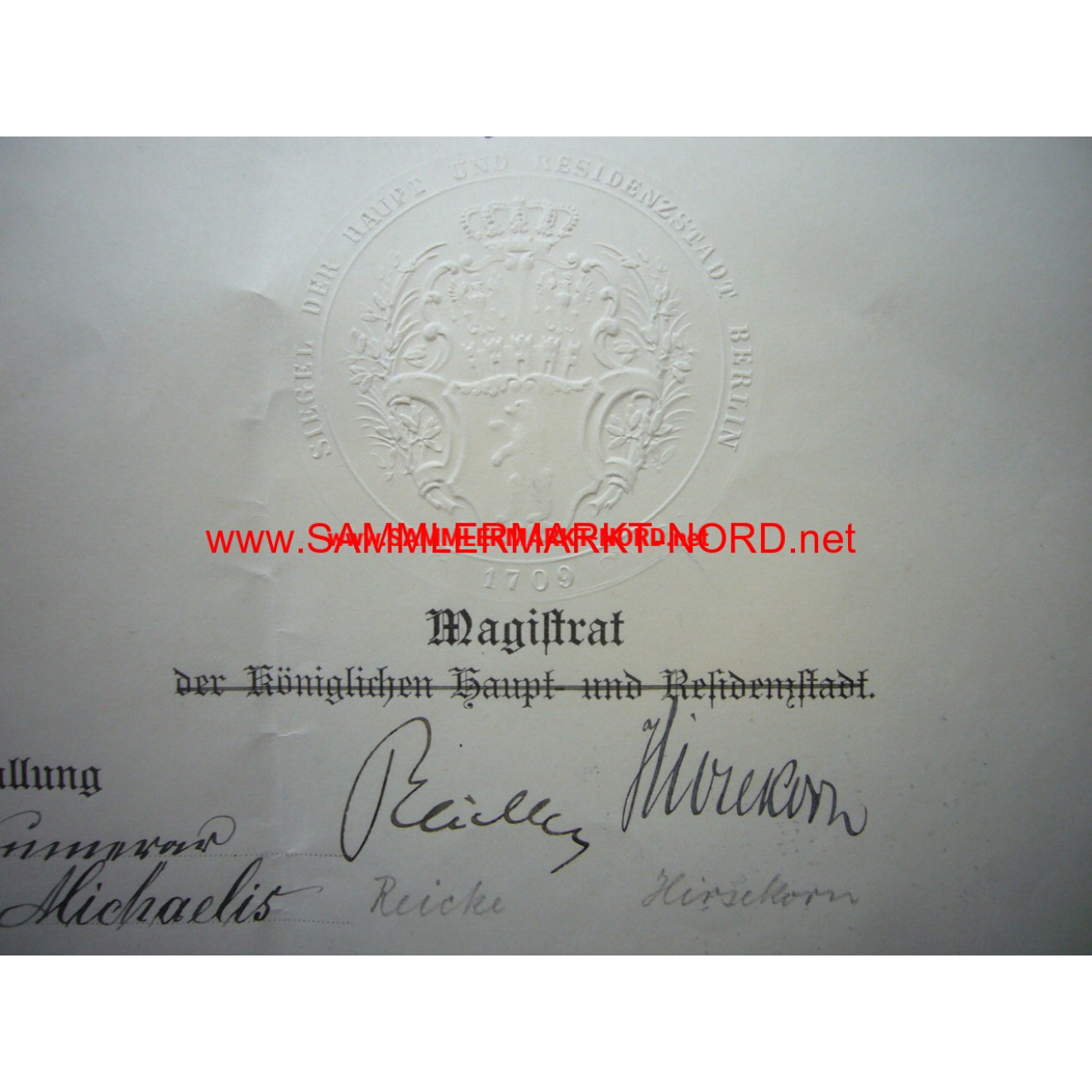 Magistrat Berlin - CARL HIRSEKORN Autograph - 1920