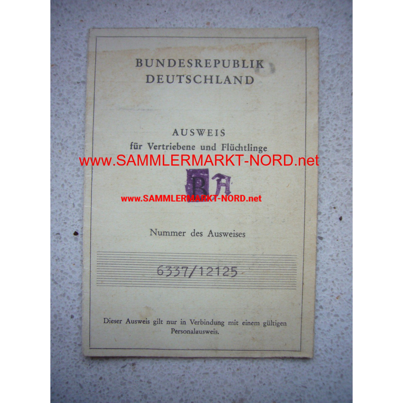 BRD - ID card for displaced persons and refugees