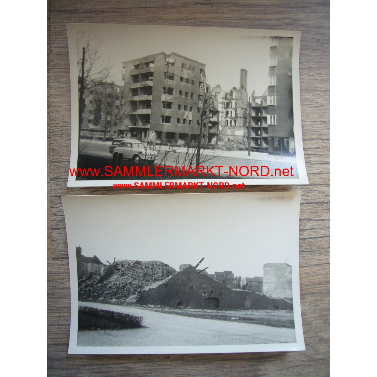 2 x photo approx. 1950 BERLIN - war damage - ruins