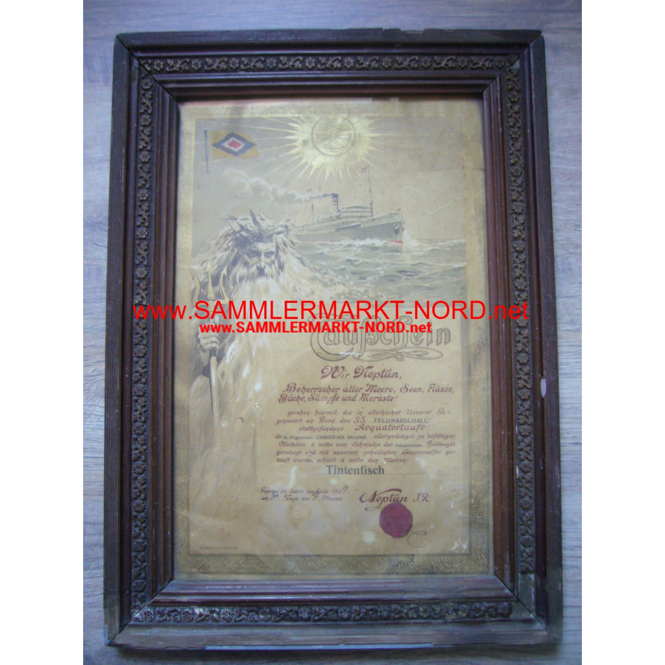 DAL German Africa Lines - equator baptismal certificate 1907
