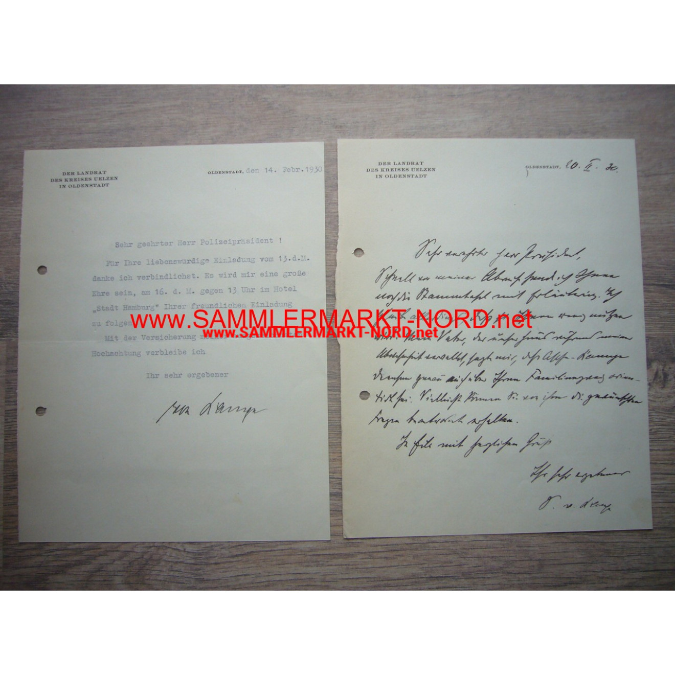 Landrat (Uelzen) SIEGFRIED VON CAMPE (NSDAP) - Autograph