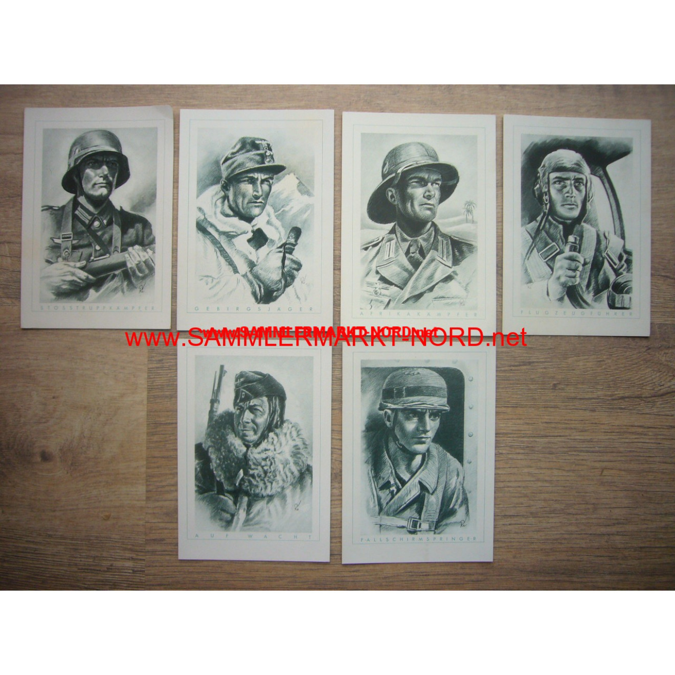 6 x postcard series "The German Soldier"