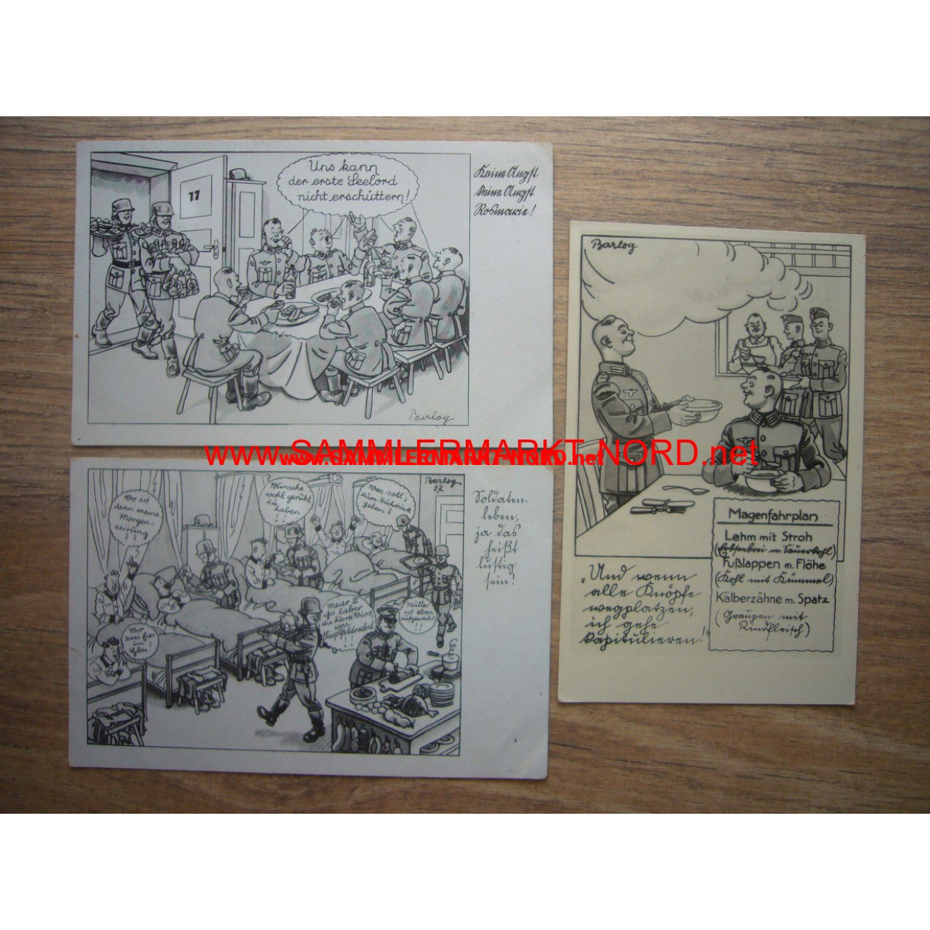 3 x postcard Wehrmacht Kitsch (artist Barlog)