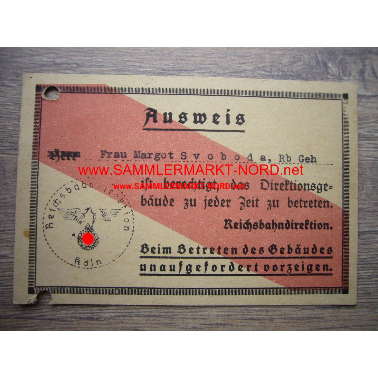 Reichsbahn Directorate Cologne - ID card