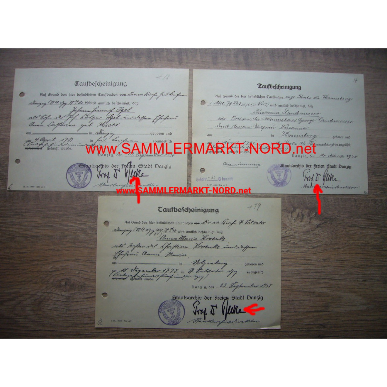 Historian DR. WALTHER RECKE - State Archives Danzig - Autograph