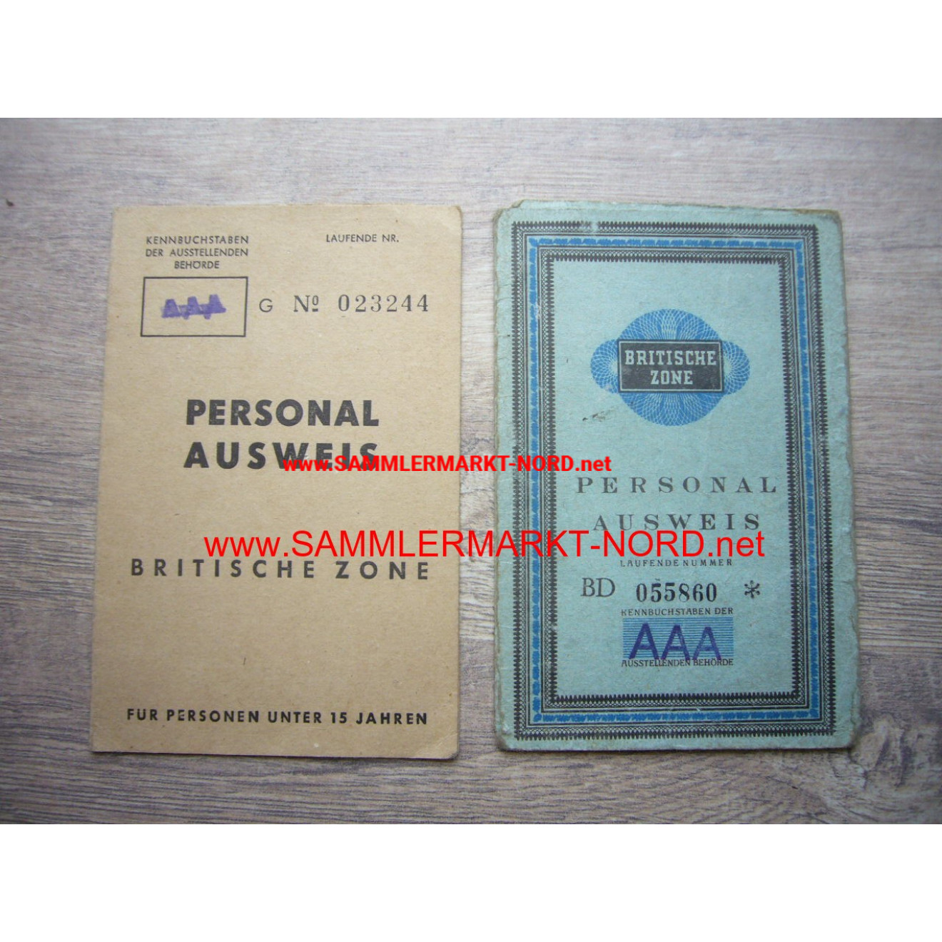 FRG 1949 - 2 x ID cards British zone