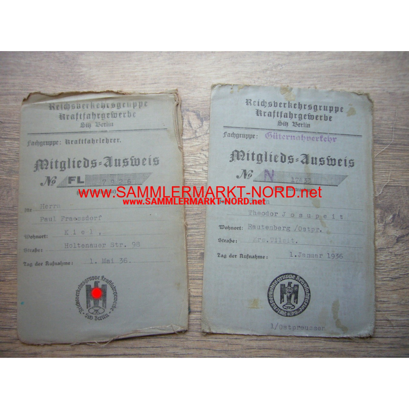 2 x Reichsverkehrsgruppe Kraftfahrgewerbe - Ausweis