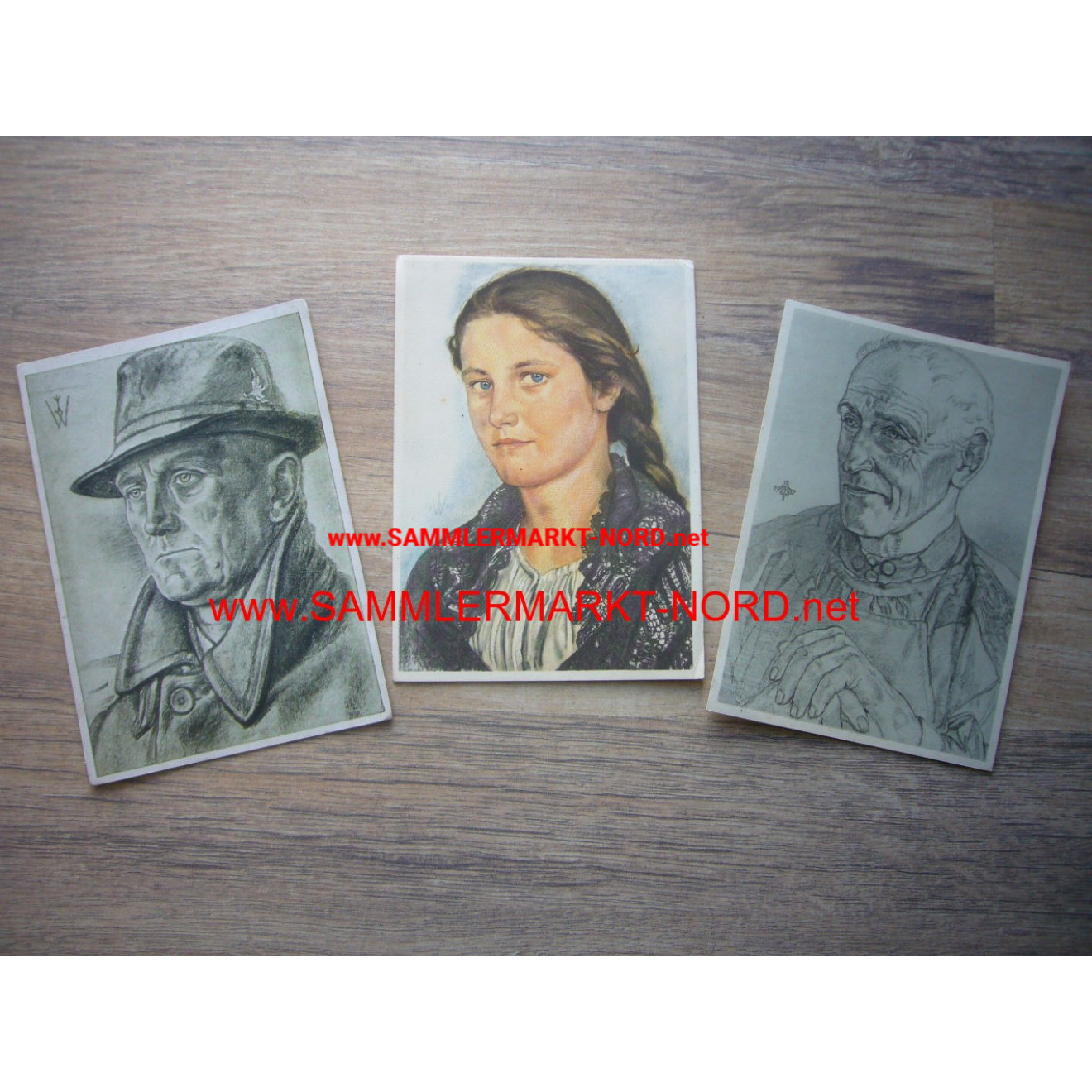 3 x Willrich postcards - blood nobility, Memel Germans, etc.