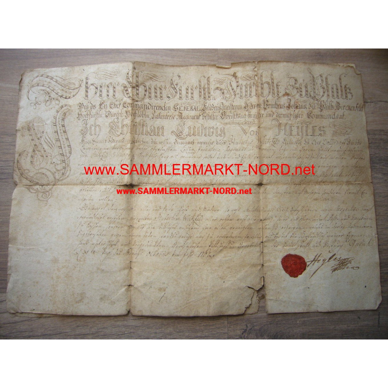 CHRISTIAN LUDWIG VON HEYLES - Autograph - Urkunde 1767