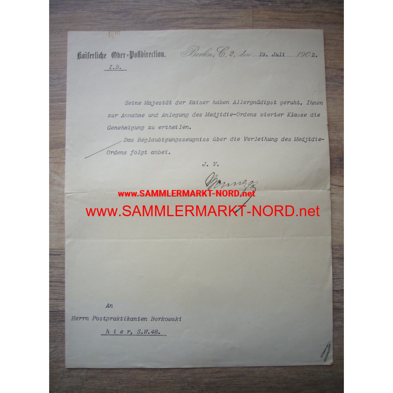Turkish Medjidie Order 4th Class - Document