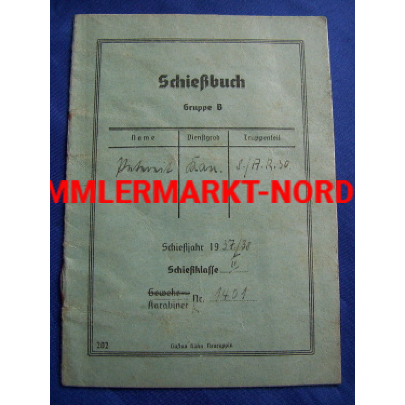 Schießbuch Gruppe B / 1937/38