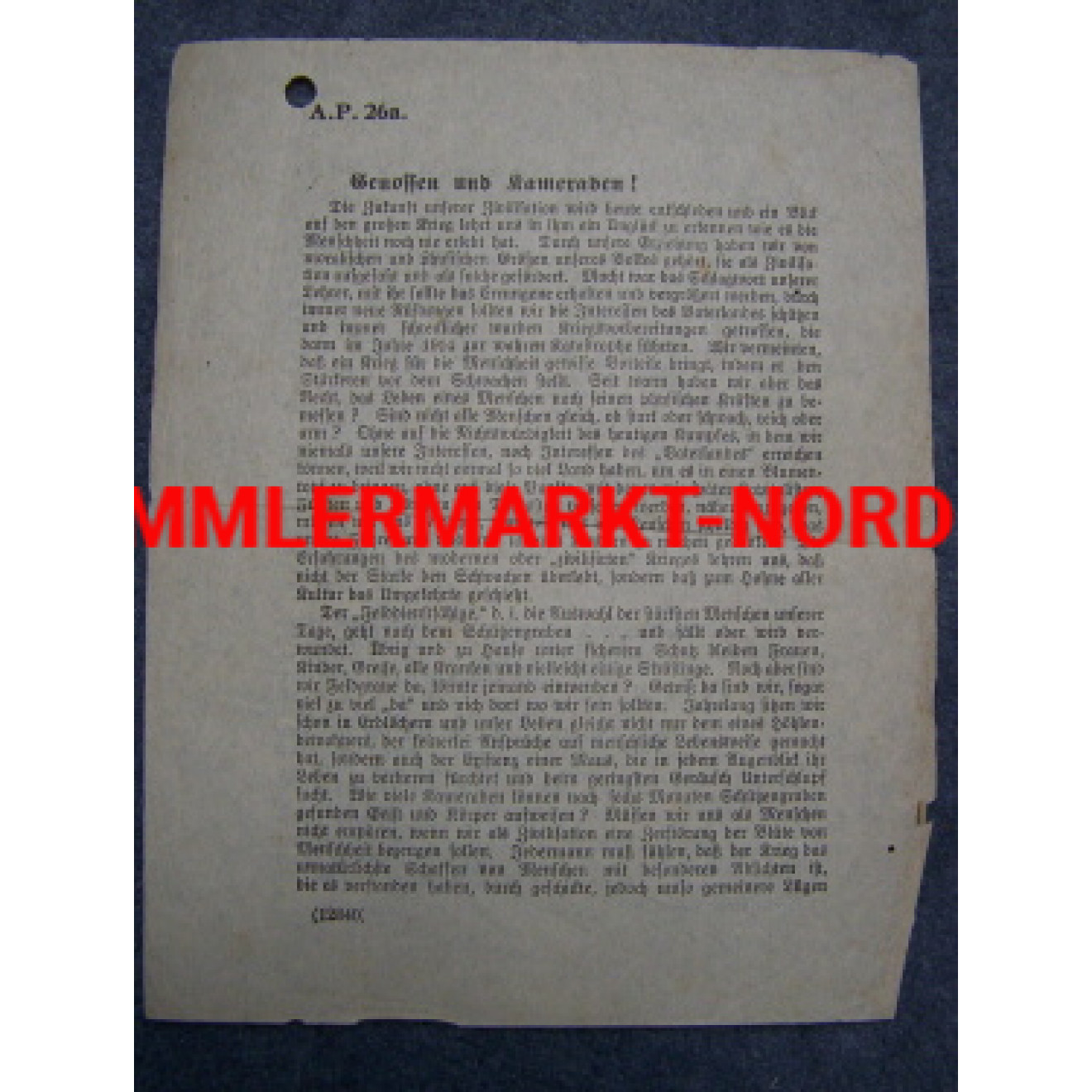 Handbill "comrade and comrade!" (identification A.P. 26a)