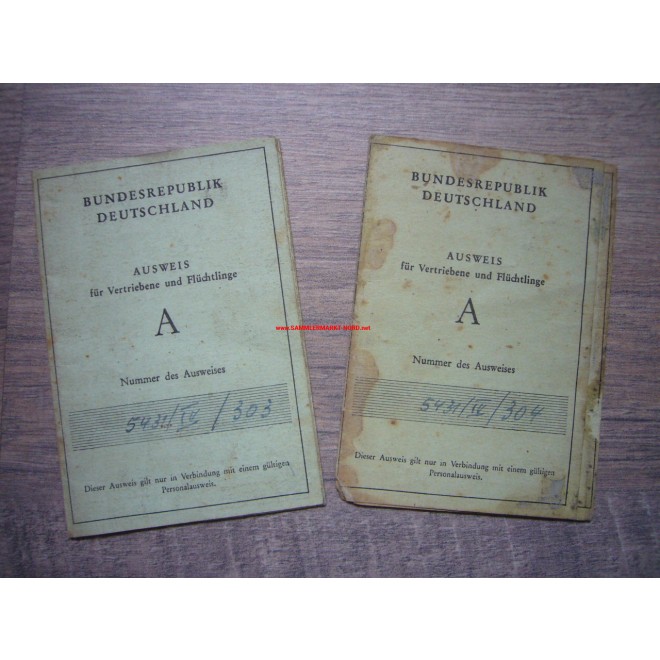2 x FRG - identity card for displaced persons and refugees ...