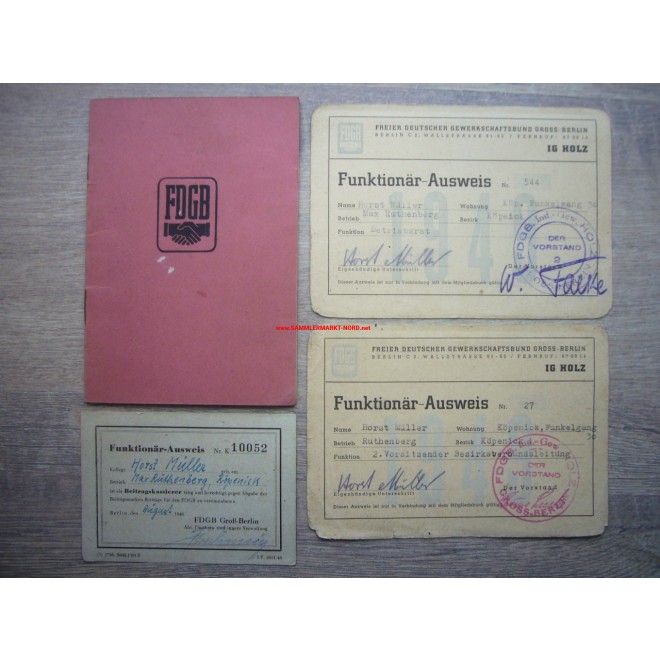 DDR - FDGB Mitgliedsbuch & Funktionär-Ausweise, Sammlermarkt-Nord ...