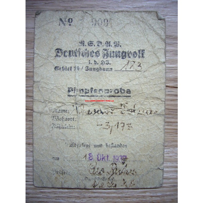 NSDAP – German Youth Corps (DJ) District 10 / Unit 173 - Pimpfen Trial ...