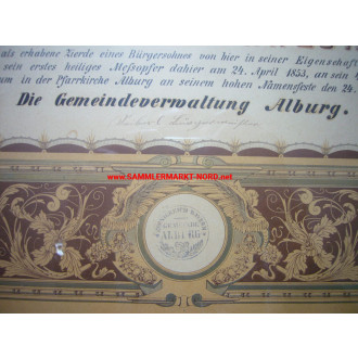 Honorary Citizenship Certificate - Alburg, Bavaria 1893