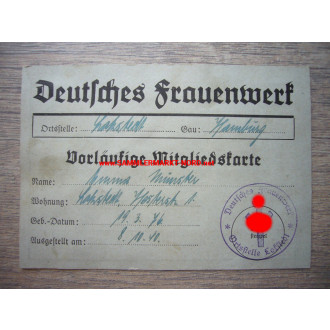 Deutsches Frauenwerk - Provisional membership card