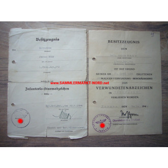 2 x award certificate Grenadier Regiment 212 (79th I.D.)