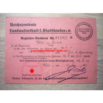 Reichszentrale Landaufenthalt f. Stadtkinder - Begleiter Ausweis