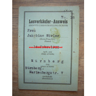 Ticket seller ID card - Bavarian Reconstruction Lottery 1947