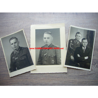 3 x Portraitfoto eines Soldaten - verschiedene Rangstufen