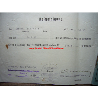 NSFK Flugbuch & Urkunde für Gleitfliegerabzeichen