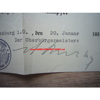 HEINRICH RABELING (NSDAP) - Oberbürgermeister von Oldenburg (i.O.) - Autograph