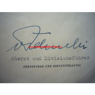 EK certificate 106. I.D. - Colonel SIEGFRIED VON REKOWSKI - autograph