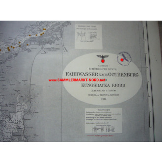 Kriegsmarine Seekarte - Fahrwasser nach Gothenburg und Kungsbacka Fjord 1942