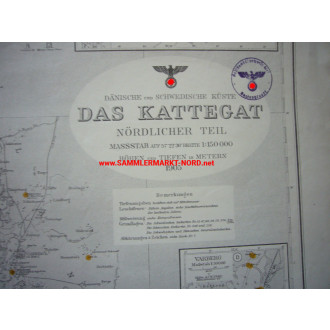 Kriegsmarine Seekarte - Das Kattegat, Nördlicher Teil (Dänemark / Schweden) 1943