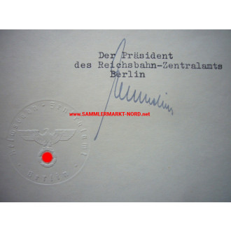 Präsident des Reichsbahn-Zentralamtes Berlin - CURT EMMELIUS - Autograph