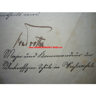 Urkunde Dienstauszeichnung 3. Klasse - MAJOR VON TROTHA - Autograph