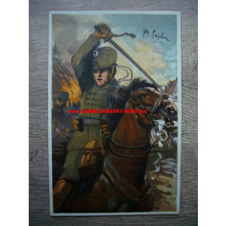 Hussar on horseback - postcard