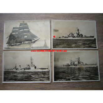 4 x Kriegsmarine Postkarte - Kriegsschiffe