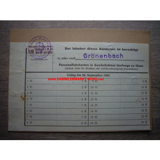 Deutsche Bundesbahn - Personenausweis 1954