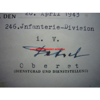 KVK Urkunde - General THEODOR PETSCH (710. I.D.) - Autograph