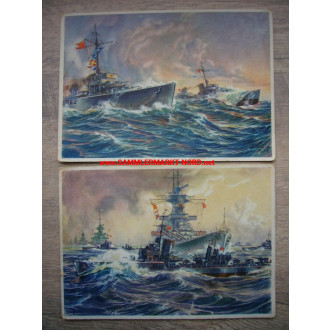 2 x Postcard Kriegsmarine - Destroyers & Warships