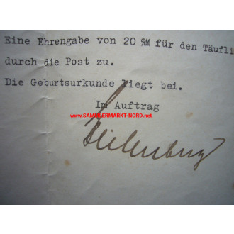 Oberregierungsrat WILHELM GEILENBERG - Büro des Reichspräsidenten - Autograph
