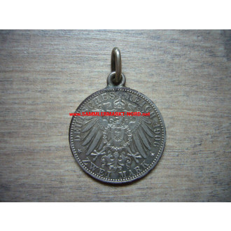 Baden - 2 Mark Silbermünze 1906 Goldene Hochzeit - Kettenanhänger