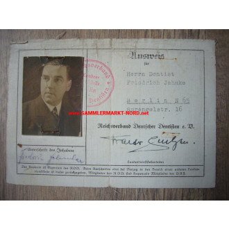 Reich Association of German Dentists (RDD) - membership card