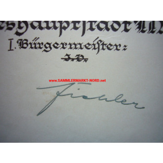 SS - Obergruppenführer KARL FIEHLER - Autograph (Oberbürgermeister von München)