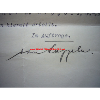 Reichsmarineamt - Fregattenkapitän MARTIN VON CAPPELN - Autograph