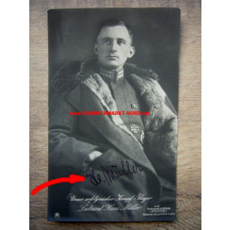 Jagdflieger Leutnant HANS MÜLLER - Sanke Postkarte & Autograph