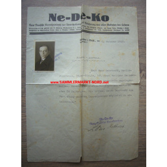 Ne-De-Ko New German correspondence - reporter ID card