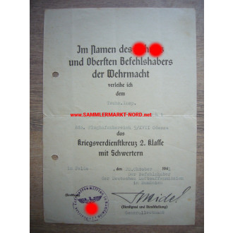 KVK document - Generalleutnant WILHELM SPEIDEL - Autograph