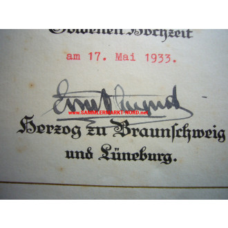 ERNST AUGUST, Duke of Brunswick and Lüneburg - Autograph - Golden Wedding 1933