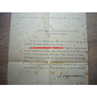 ERNST AUGUST, Herzog zu Braunschweig und Lüneburg - Autograph - Goldene Hochzeit 1933