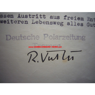 Deutsche Polarzeitung, Tromsö (Norwegen) - Chefredakteur RUDOLF VATER - Autograph