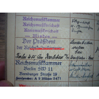 Deutsches Reich Arbeitsbuch - Reichskulturkammer Berlin