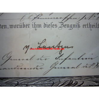 Urkunde Centenar Medaille - General AUGUST VON LENTZE (17. Armeekorps) - Autograph